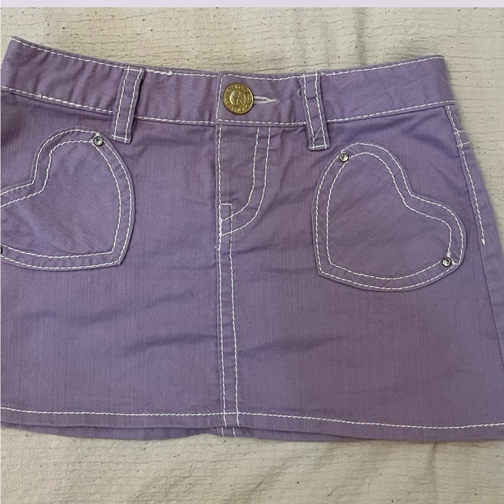 Japanese y2k deadstock Purple Mini Skirt with Heart Pockets